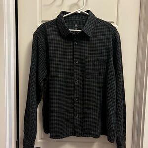 BDG Men's Black and Dark Green Plaid Button-Down Shirt